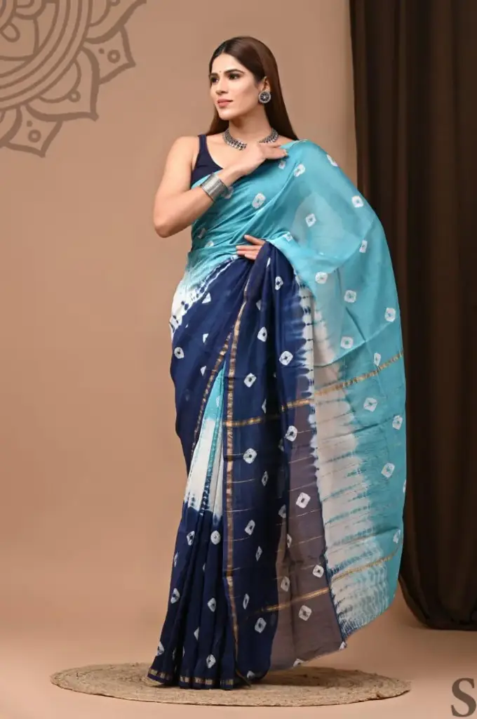 Chanderi Silk Saree – Hand Block Printed with Natural Dyes | Traditional Art Collection