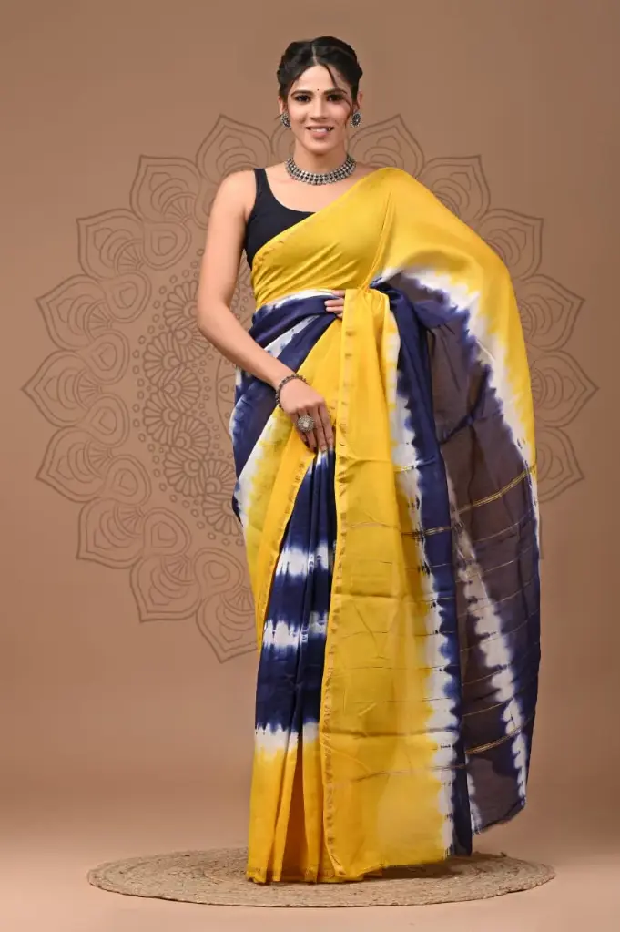 Chanderi Silk Saree – Hand Block Printed with Natural Dyes | Traditional Art Collection
