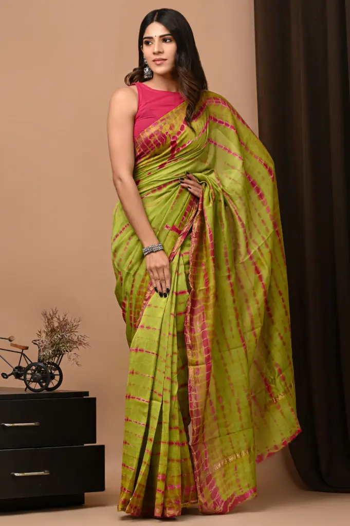 Chanderi Silk Saree – Hand Block Printed with Natural Dyes | Traditional Art Collection
