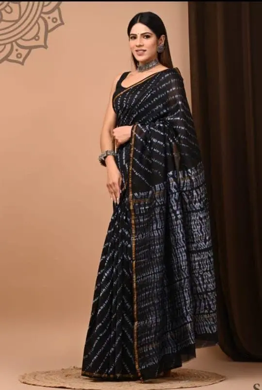 Chanderi Silk Saree – Hand Block Printed with Natural Dyes | Traditional Art Collection