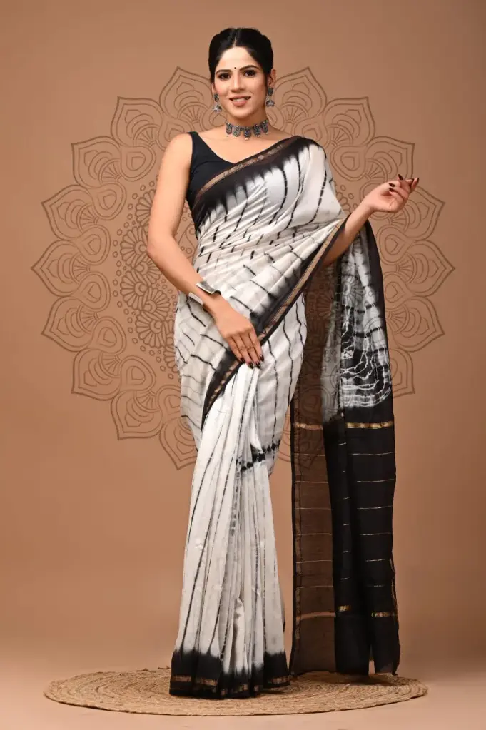 Chanderi Silk Saree – Hand Block Printed with Natural Dyes | Traditional Art Collection