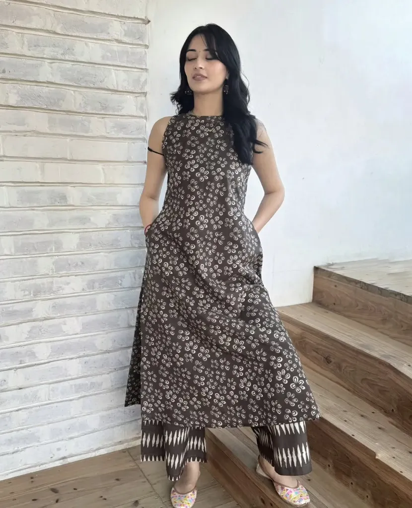 Women Cotton Printed Kurta Palazzo Set