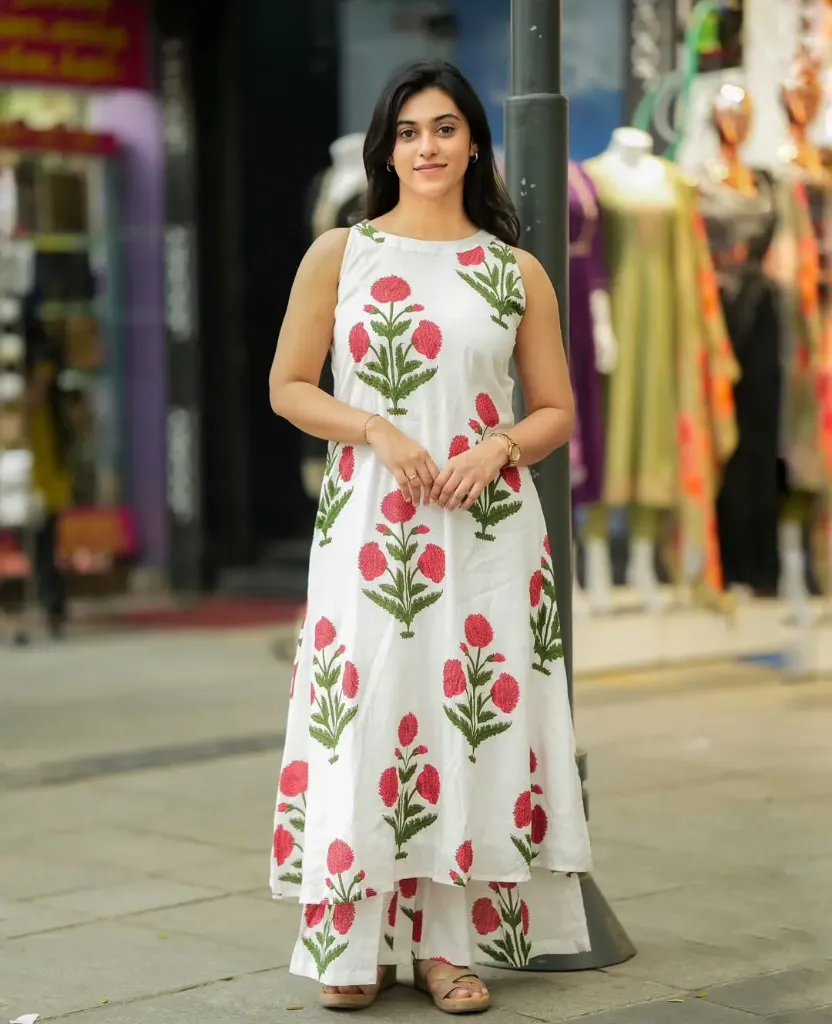 Women Cotton Printed Kurta Palazzo Set (S 38)