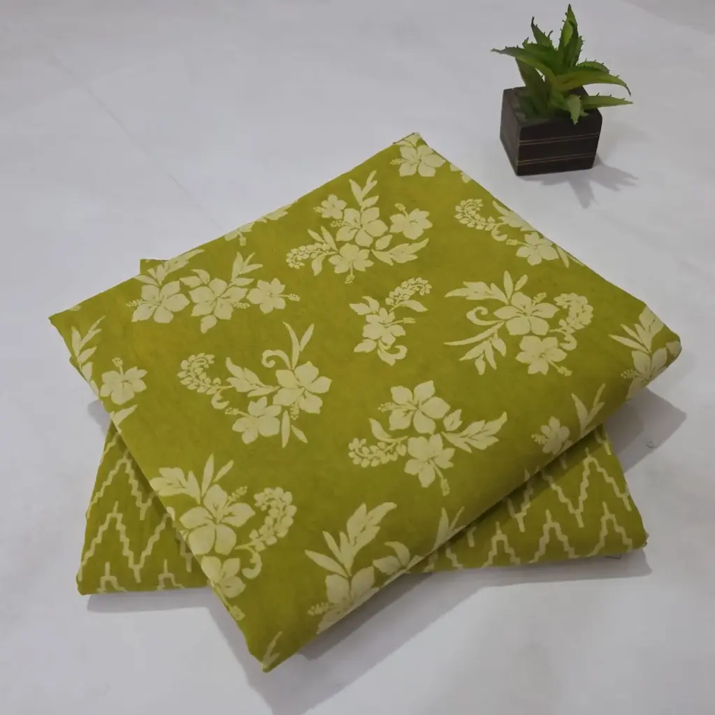 Hand Block Print Cotton Suit Fabric Combo (5m, 2 Pc Set)
