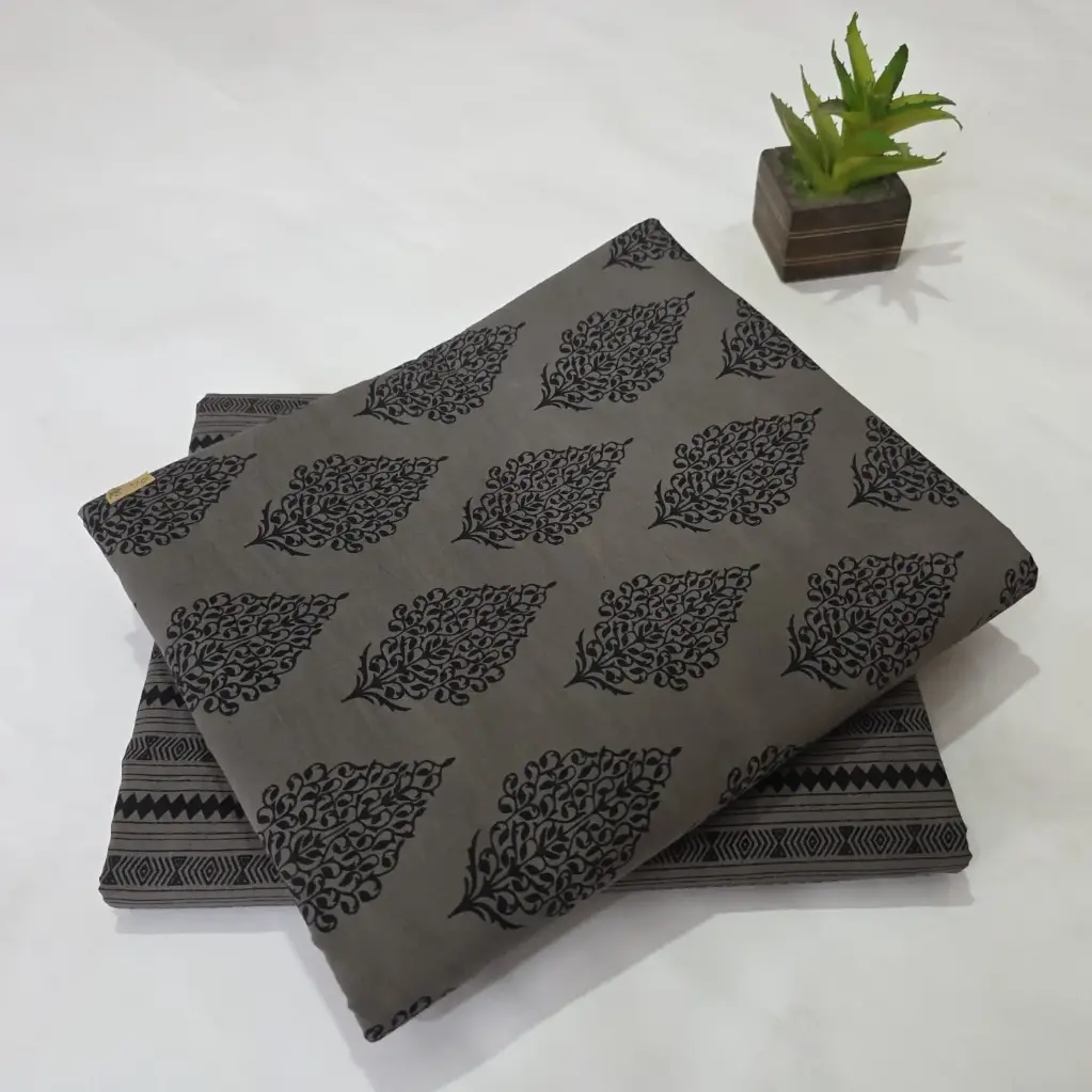 Hand Block Print Cotton Suit Fabric Combo (5m, 2 Pc Set)