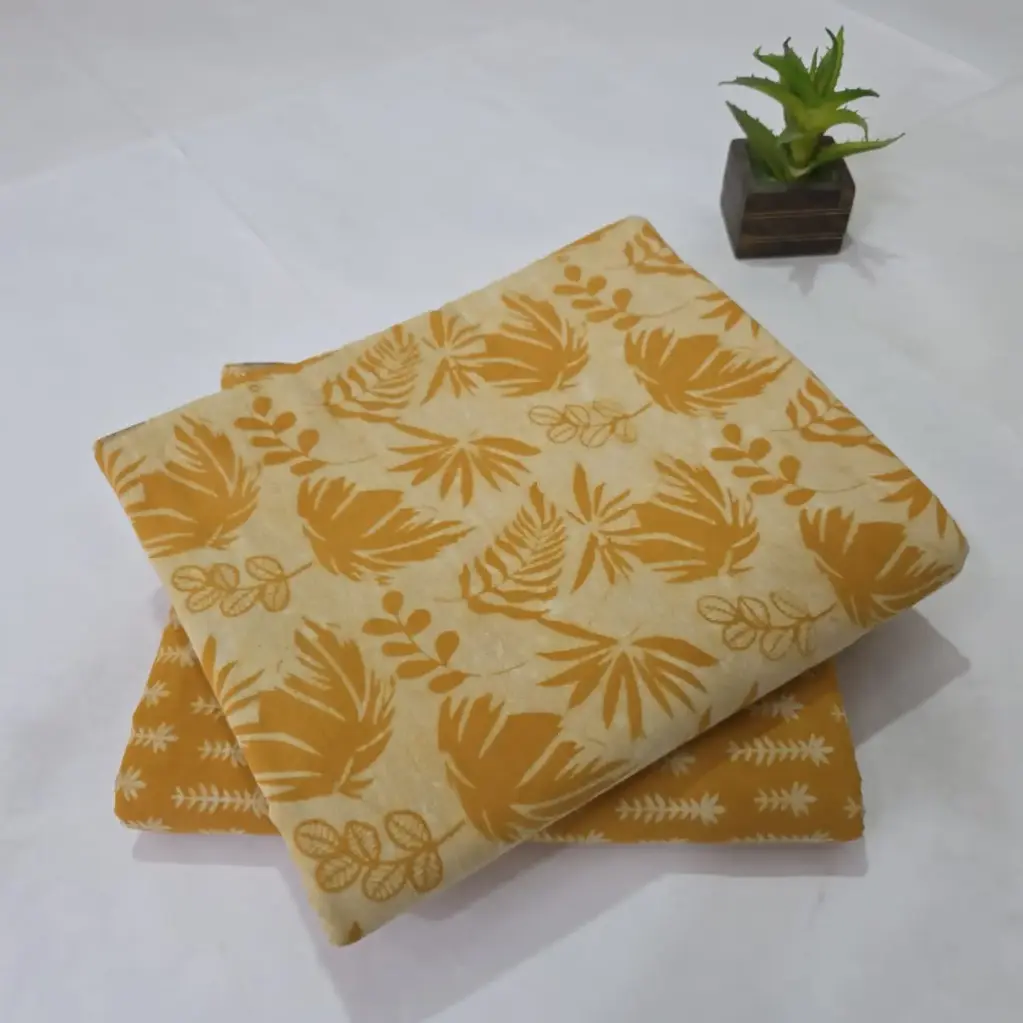 Hand Block Print Cotton Suit Fabric Combo (5m, 2 Pc Set)