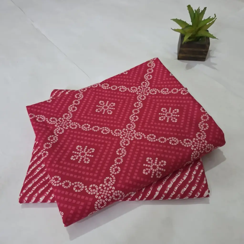 Hand Block Print Cotton Suit Fabric Combo (5m, 2 Pc Set)