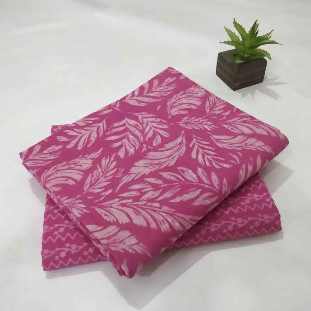 Hand Block Print Cotton Suit Fabric Combo (5m, 2 Pc Set)