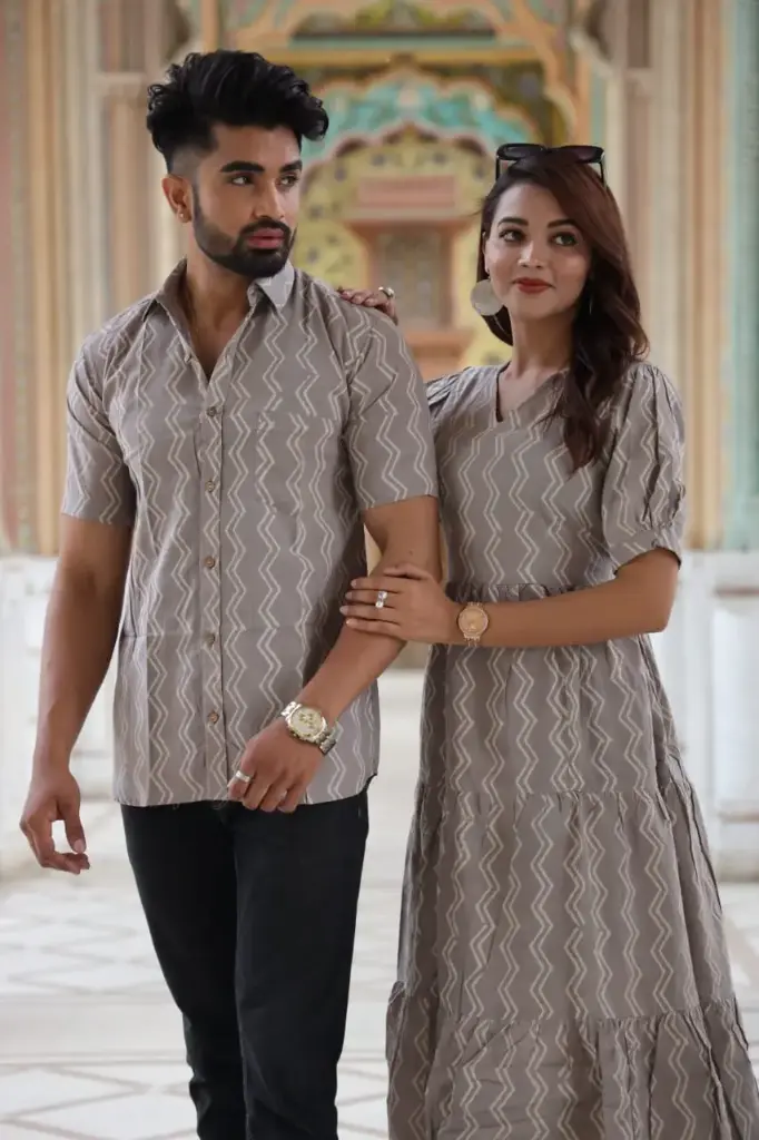 Traditional Bagru Hand Block Printed Cotton Long Dress | Front Open One Piece with Wooden Buttons