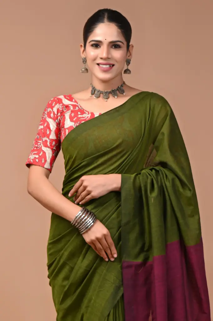 Premium Khadi Cotton Saree with Extra Blouse – Summer Special