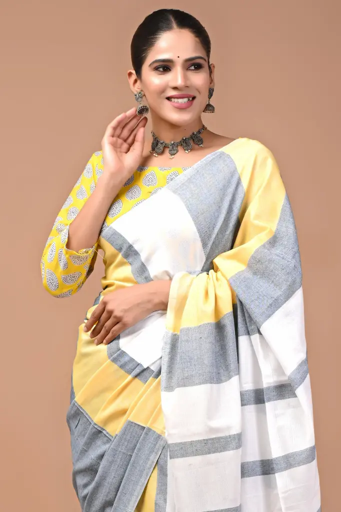 Premium Khadi Cotton Saree with Extra Blouse – Summer Special