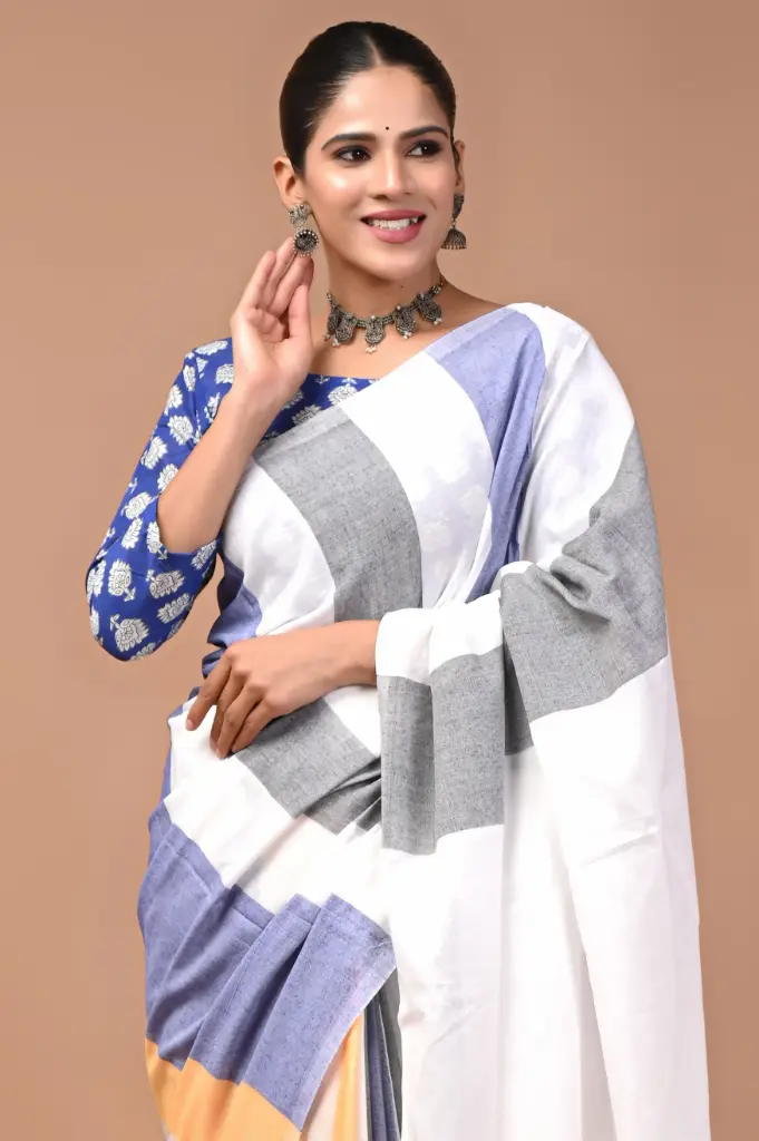 Premium Khadi Cotton Saree with Extra Blouse – Summer Special