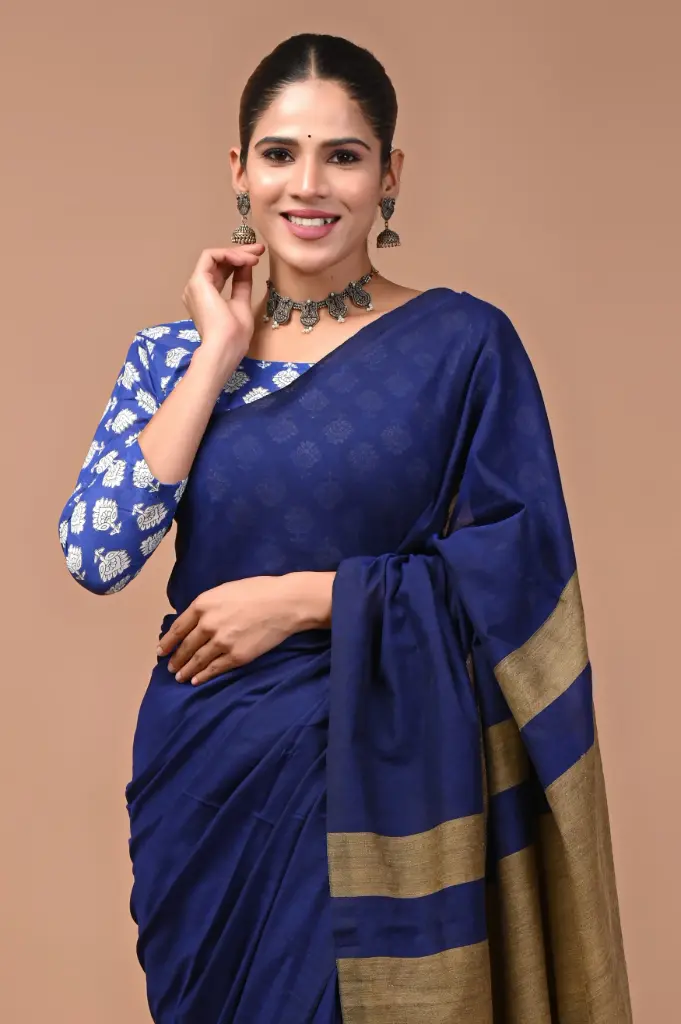 Premium Khadi Cotton Saree with Extra Blouse – Summer Special