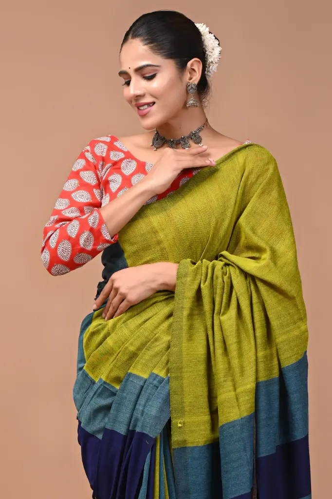 Premium Khadi Cotton Saree with Extra Blouse – Summer Special