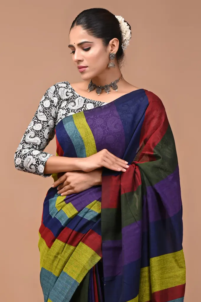 Premium Khadi Cotton Saree with Extra Blouse – Summer Special