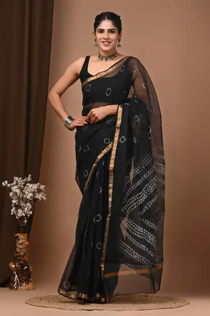 Premium Handcrafted Kota Doriya Saree – Hand Block Printed (Dabu, Bagru, Jahota) with Blouse Piece