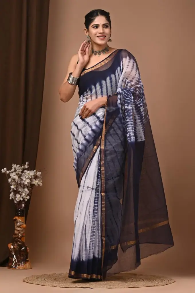 Premium Handcrafted Kota Doriya Saree – Hand Block Printed (Dabu, Bagru, Jahota) with Blouse Piece