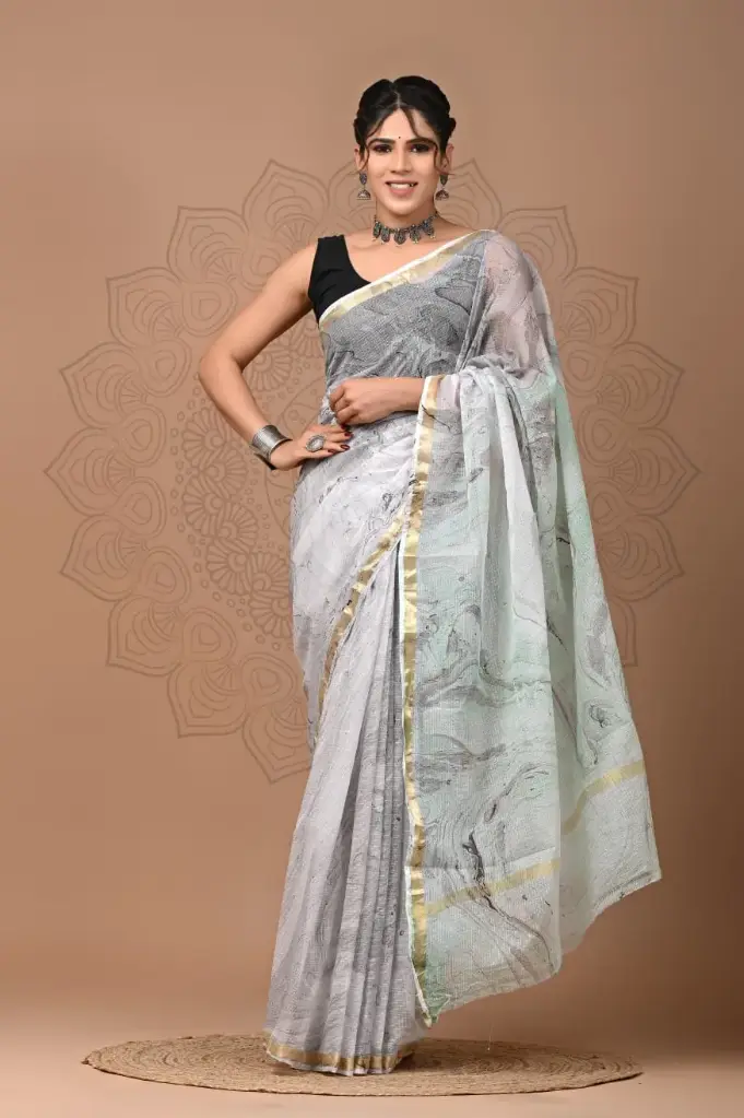 Premium Handcrafted Kota Doriya Saree – Hand Block Printed (Dabu, Bagru, Jahota) with Blouse Piece