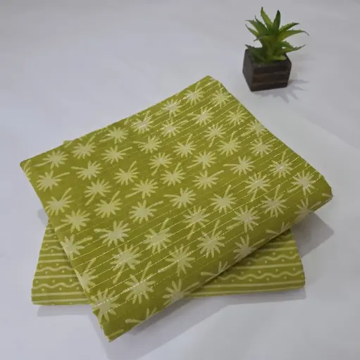 Hand Block Print Cotton Suit Fabric Combo (5m, 2 Pc Set)