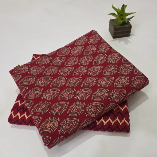 Hand Block Print Cotton Suit Fabric Combo (5m, 2 Pc Set)