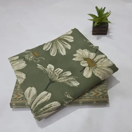 Hand Block Print Cotton Suit Fabric Combo (5m, 2 Pc Set)