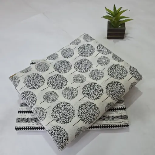 Hand Block Print Cotton Suit Fabric Combo (5m, 2 Pc Set)