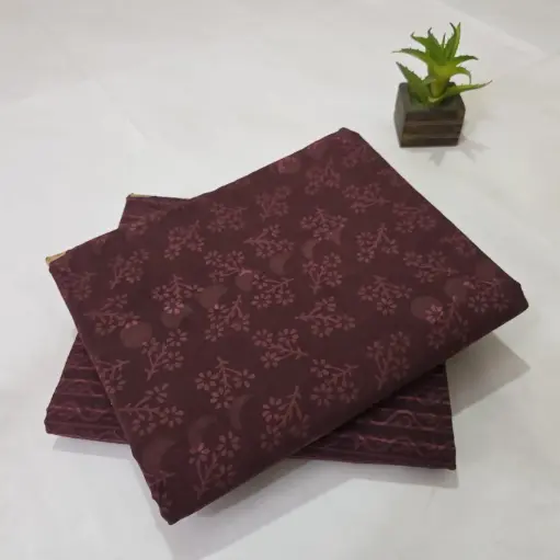 Hand Block Print Cotton Suit Fabric Combo (5m, 2 Pc Set)