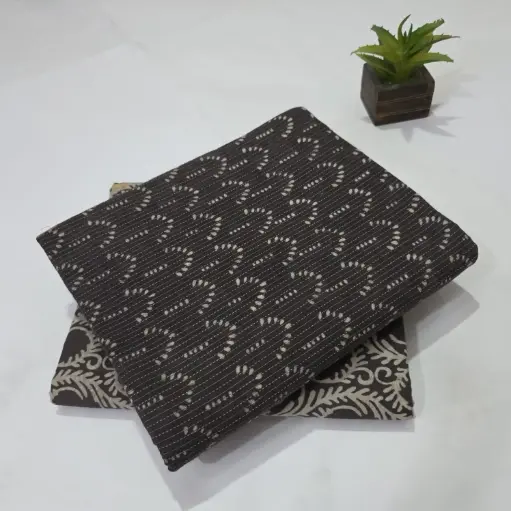 Hand Block Print Cotton Suit Fabric Combo (5m, 2 Pc Set)