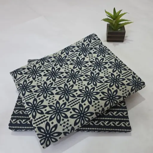 Hand Block Print Cotton Suit Fabric Combo (5m, 2 Pc Set)