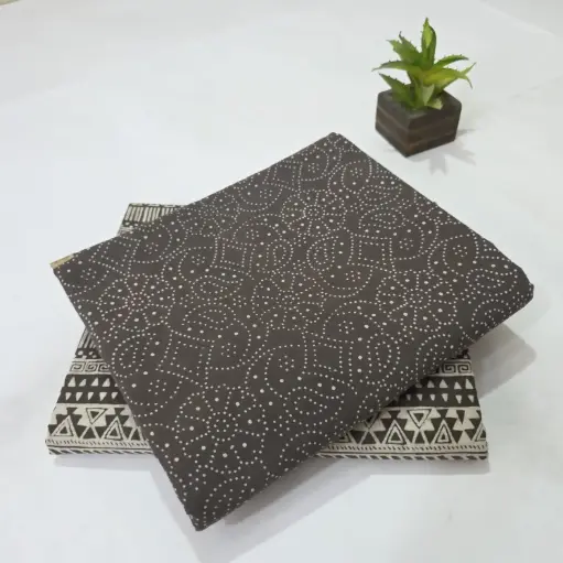 Hand Block Print Cotton Suit Fabric Combo (5m, 2 Pc Set)