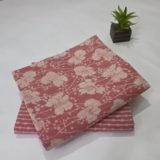 Hand Block Print Cotton Suit Fabric Combo (5m, 2 Pc Set)