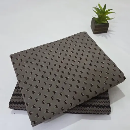 Hand Block Print Cotton Suit Fabric Combo (5m, 2 Pc Set)