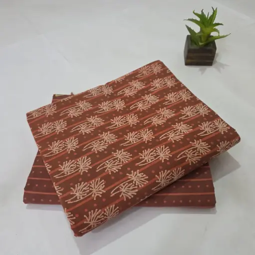 Hand Block Print Cotton Suit Fabric Combo (5m, 2 Pc Set)