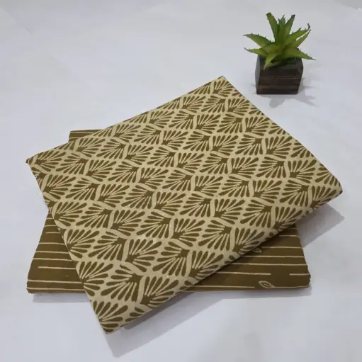 Hand Block Print Cotton Suit Fabric Combo (5m, 2 Pc Set)