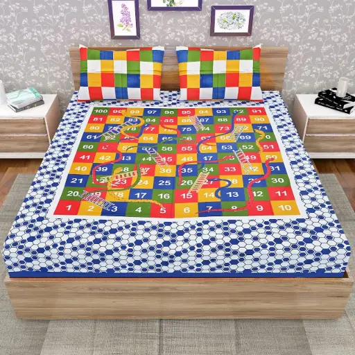 Premium Cotton Block Printed Double Bed Bedsheet Set | 100% Pure Cotton | 90×100 Inches with 2 Pillow Covers | Soft & Lightweight