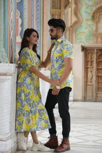 Traditional Bagru Hand Block Printed Cotton Long Dress | Front Open One Piece with Wooden Buttons