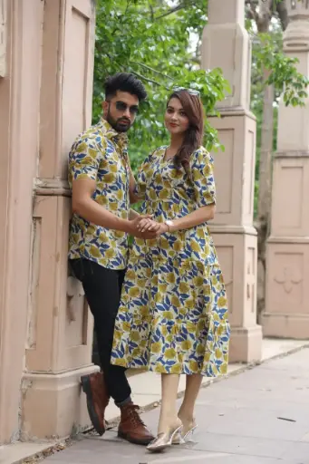 Traditional Bagru Hand Block Printed Cotton Long Dress | Front Open One Piece with Wooden Buttons