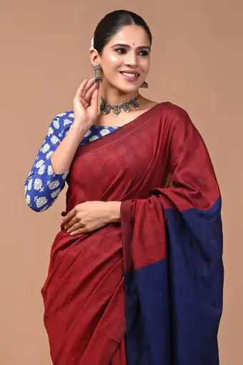 Premium Khadi Cotton Saree with Extra Blouse – Summer Special