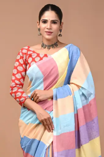 Premium Khadi Cotton Saree with Extra Blouse – Summer Special