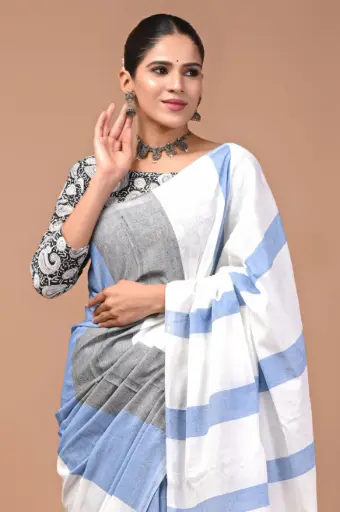 Premium Khadi Cotton Saree with Extra Blouse – Summer Special