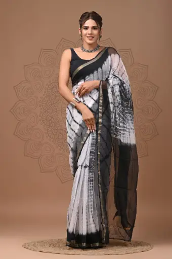 Premium Handcrafted Kota Doriya Saree – Hand Block Printed (Dabu, Bagru, Jahota) with Blouse Piece