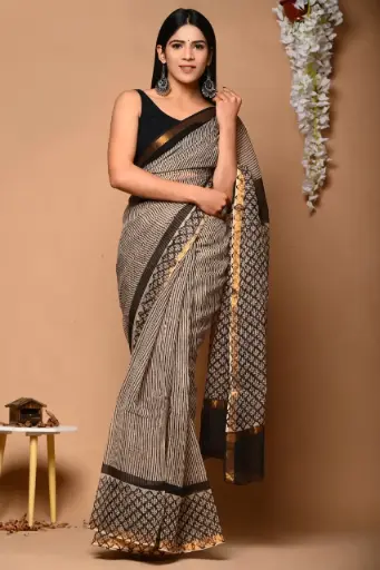 Premium Handcrafted Kota Doriya Saree – Hand Block Printed (Dabu, Bagru, Jahota) with Blouse Piece