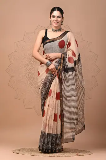 Premium Handcrafted Kota Doriya Saree – Hand Block Printed (Dabu, Bagru, Jahota) with Blouse Piece