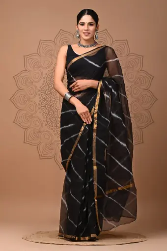 Premium Handcrafted Kota Doriya Saree – Hand Block Printed (Dabu, Bagru, Jahota) with Blouse Piece