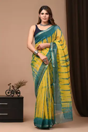 Premium Handcrafted Kota Doriya Saree – Hand Block Printed (Dabu, Bagru, Jahota) with Blouse Piece