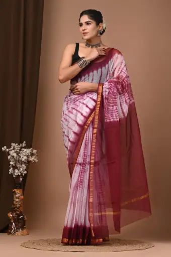 Premium Handcrafted Kota Doriya Saree – Hand Block Printed (Dabu, Bagru, Jahota) with Blouse Piece