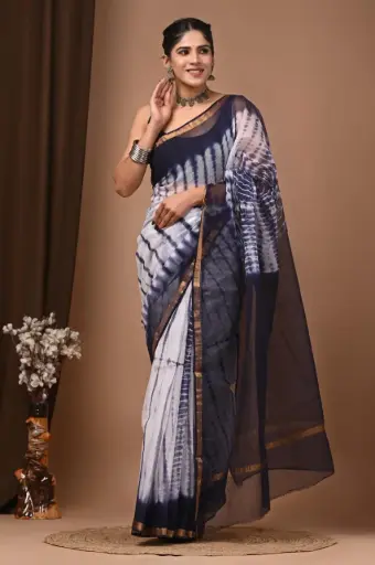 Premium Handcrafted Kota Doriya Saree – Hand Block Printed (Dabu, Bagru, Jahota) with Blouse Piece