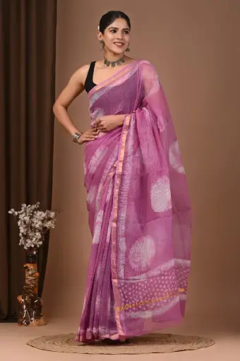 Premium Handcrafted Kota Doriya Saree – Hand Block Printed (Dabu, Bagru, Jahota) with Blouse Piece