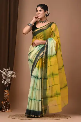 Premium Handcrafted Kota Doriya Saree – Hand Block Printed (Dabu, Bagru, Jahota) with Blouse Piece