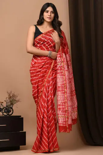 Chanderi Silk Saree – Hand Block Printed with Natural Dyes | Traditional Art Collection